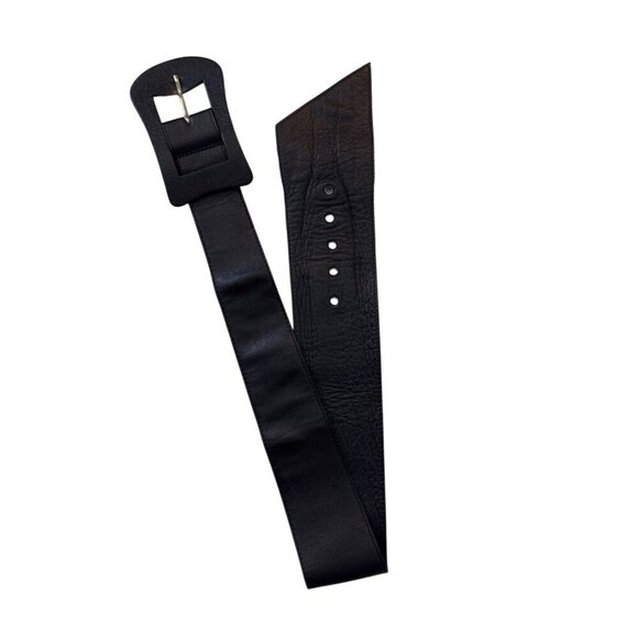 BCBG Max Azria Womens Black Genuine Leather Waist Belt With Buckle Size L main image 2